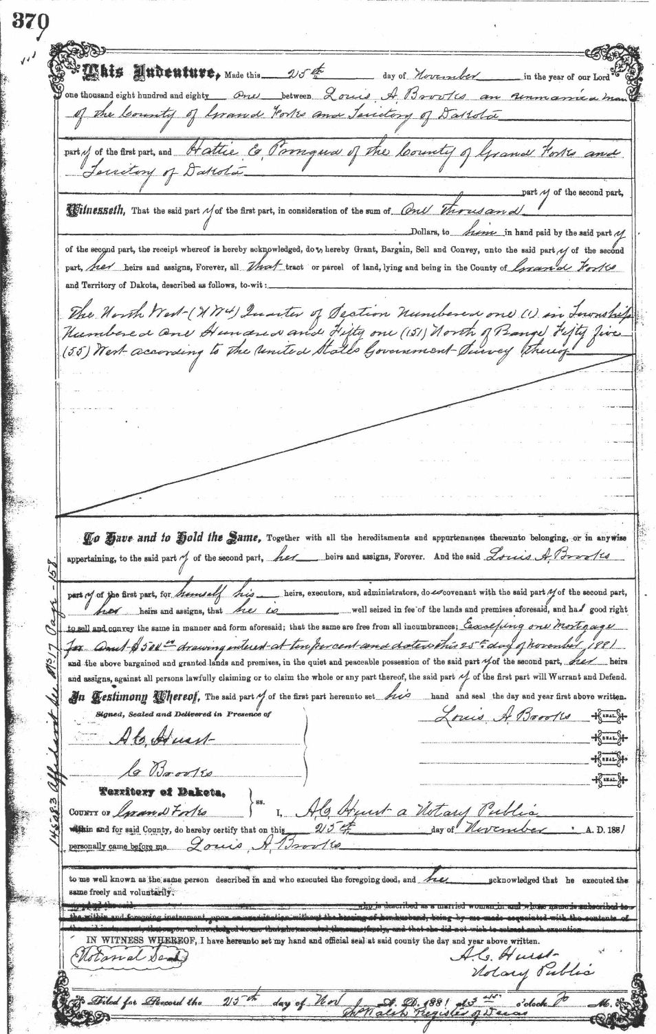 Deed Transfering Larrimore Property to Louis A Brooks